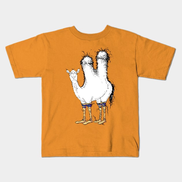 A Cute Camel with Silly Old Man Socks Kids T-Shirt by obillwon